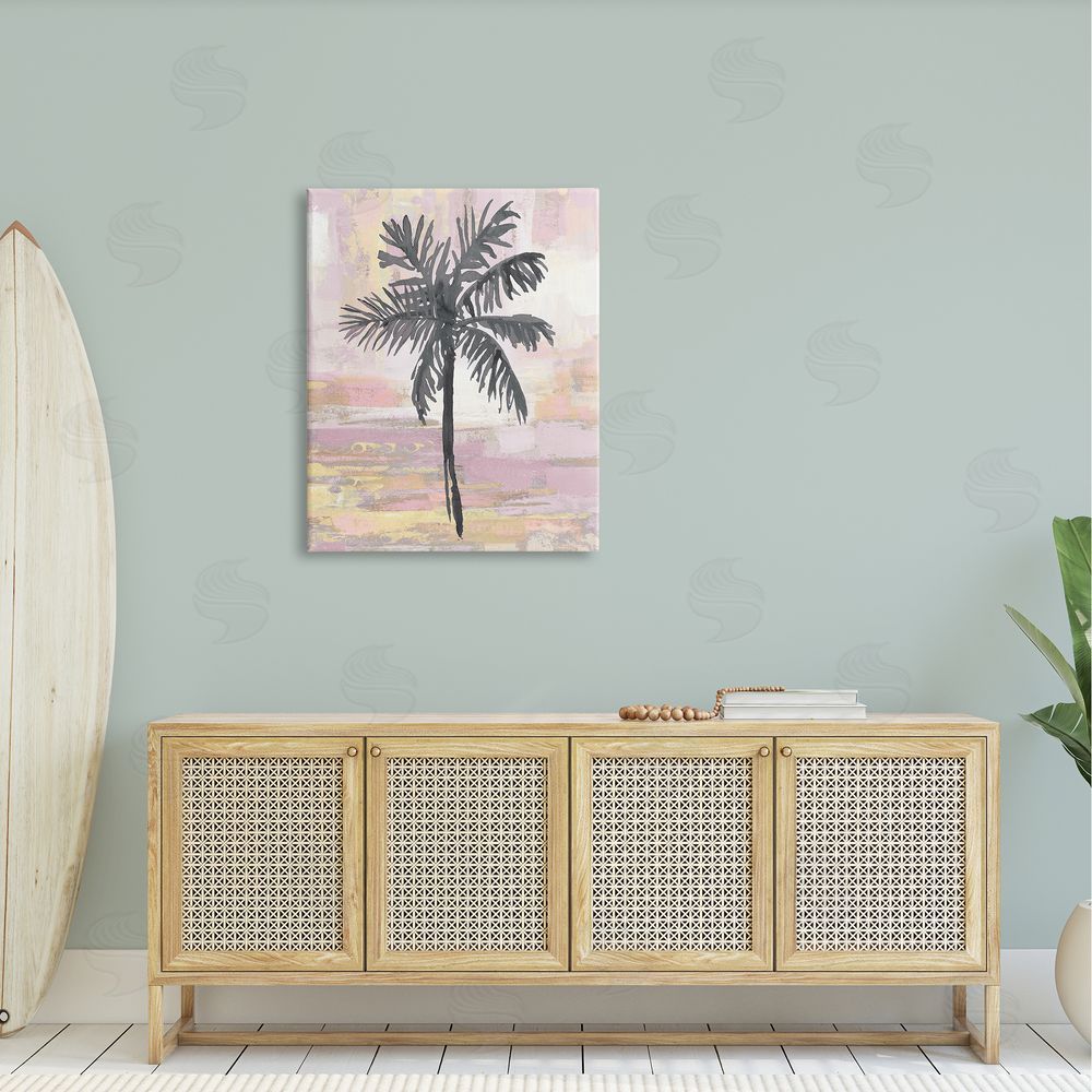 Kristen Drew Pastel Pink Palm Tree Tropical Abstract  Canvas Wall Art Print in Room