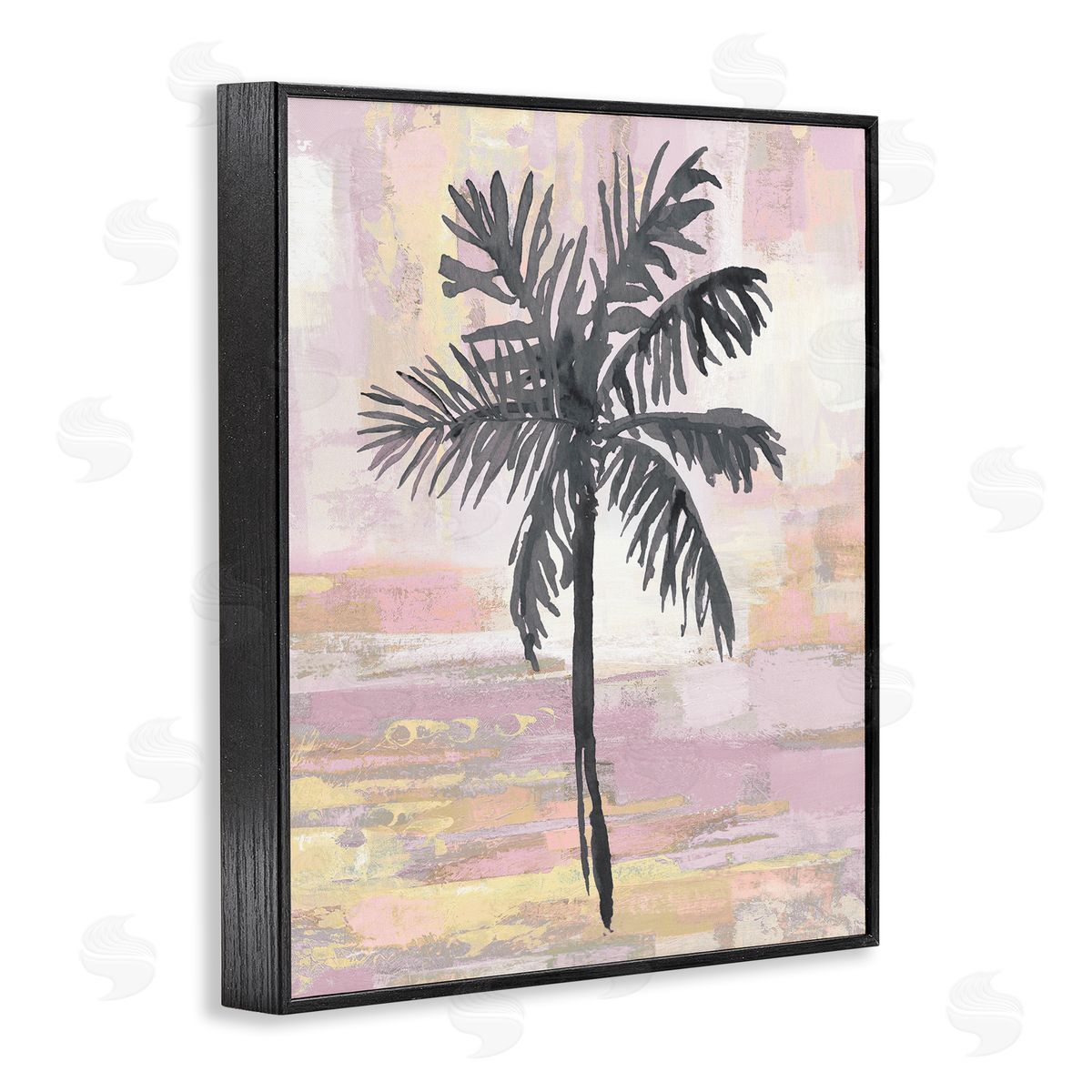 Kristen Drew Pastel Pink Palm Tree Tropical Abstract  Black Framed Giclee Wall Art Print