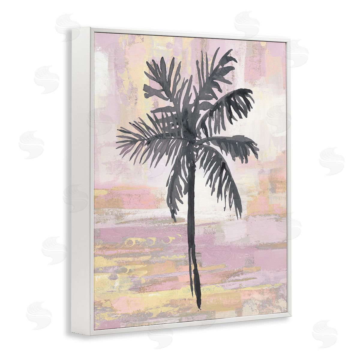 Kristen Drew Pastel Pink Palm Tree Tropical Abstract  White Framed Giclee Wall Art Print