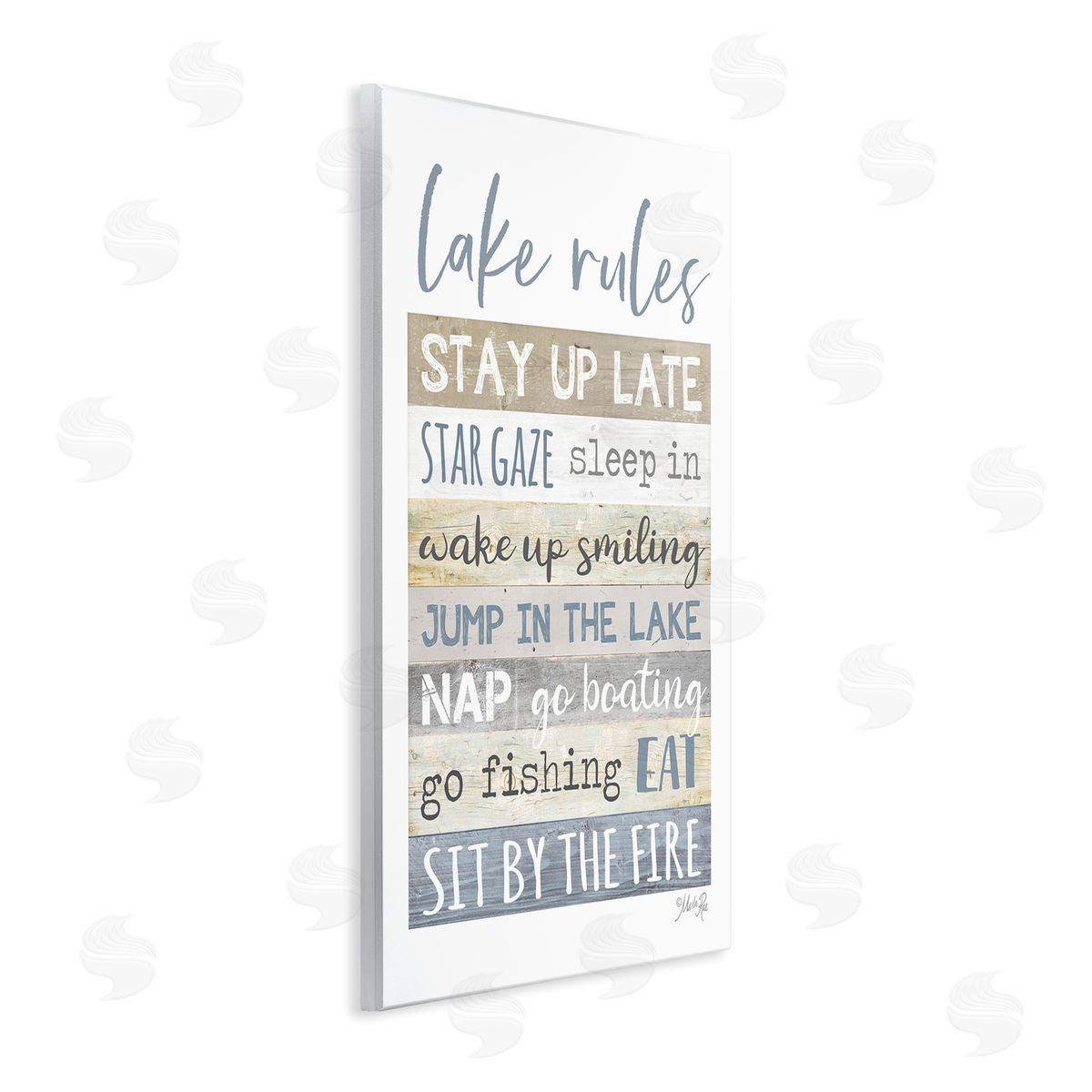 Marla Rae Lake Rules Typography Rustic Vacation Cabin Sign  Wall Plaque Art Print
