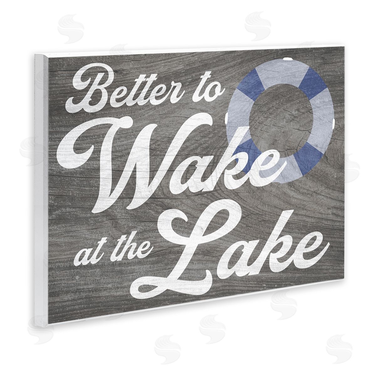 Stupell Studio Wake at Lake Rustic Cabin Sign Life Preserver Ring Wall Plaque Art Print