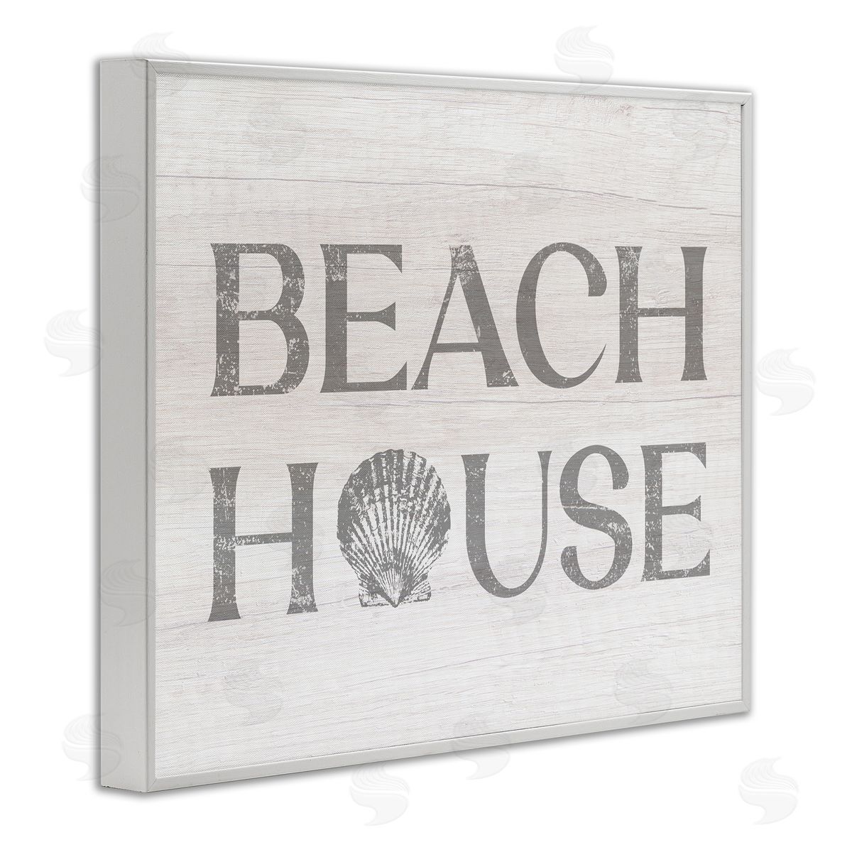 Stupell Studio Beach House Text Vintage Clam Seashell White Framed Giclee Wall Art Print