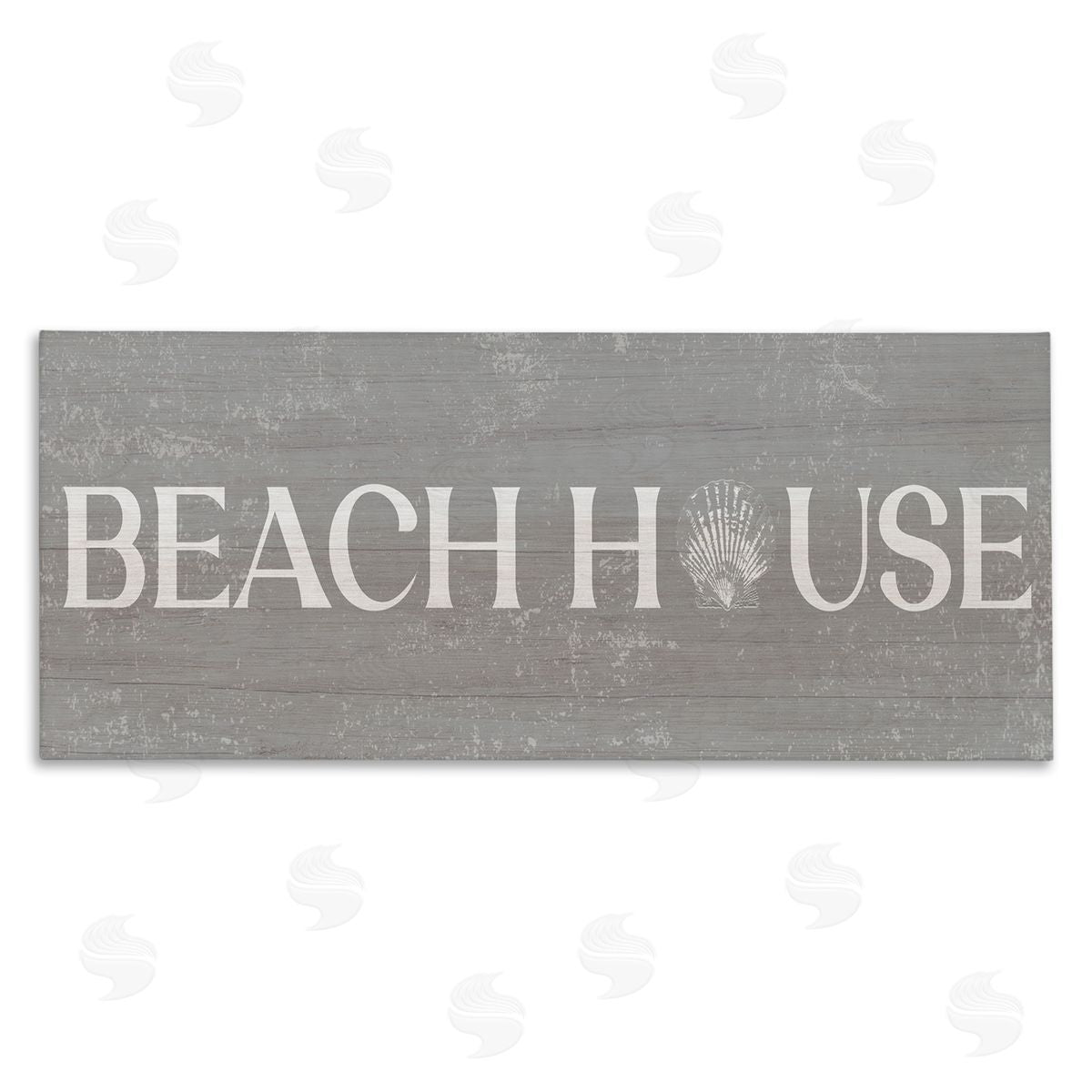 Stupell Studio Beach House Vintage Sign Rustic Shell Design