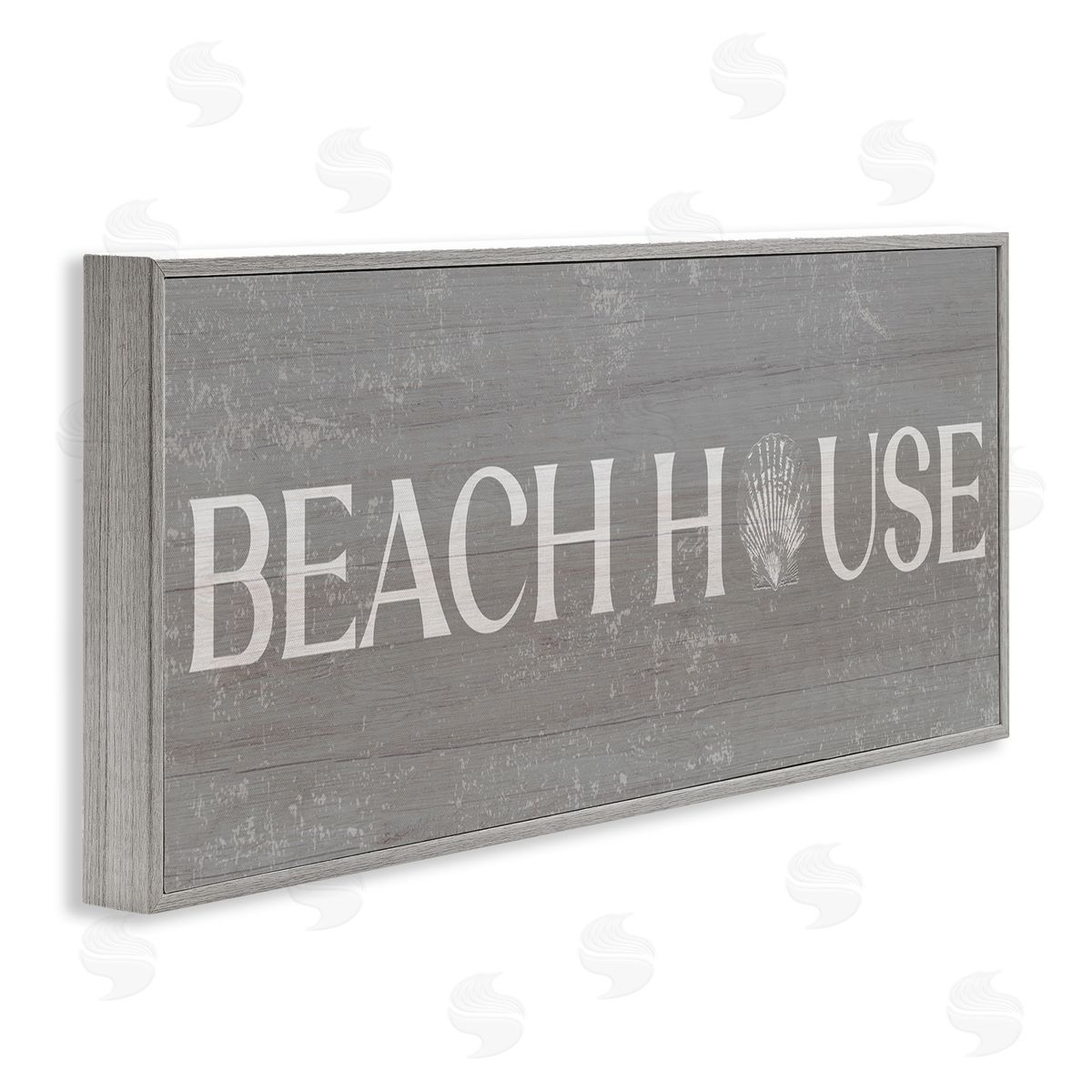 Stupell Studio Beach House Vintage Sign Rustic Shell Design