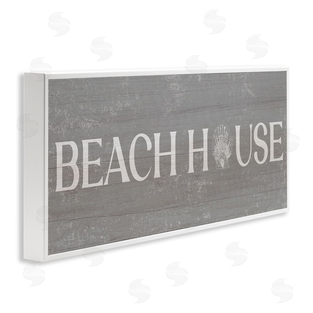 Stupell Studio Beach House Vintage Sign Rustic Shell Design