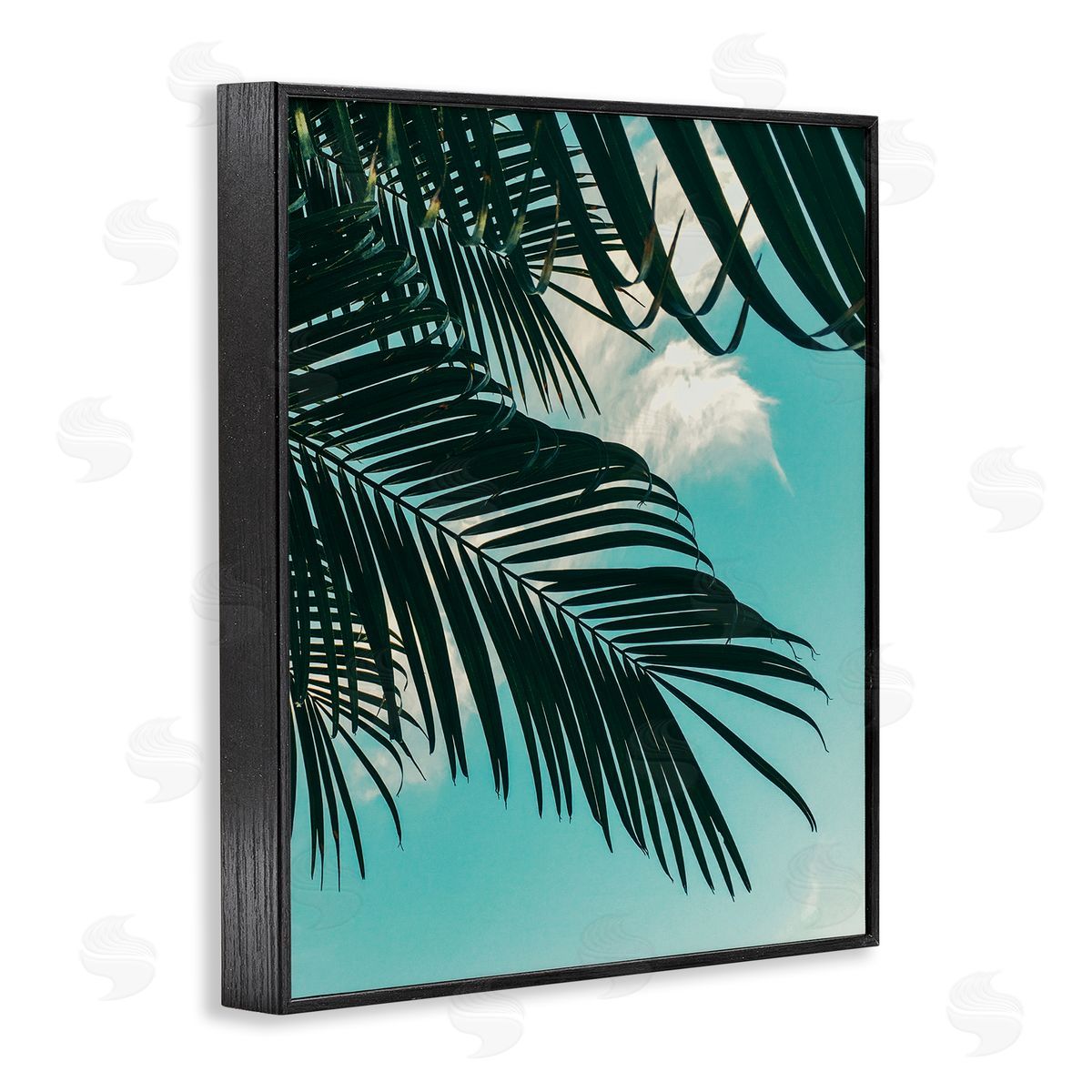 Amy Brinkman Bright Tropical Palm Tree Leaves Against Blue Sky Black Framed Giclee Wall Art Print