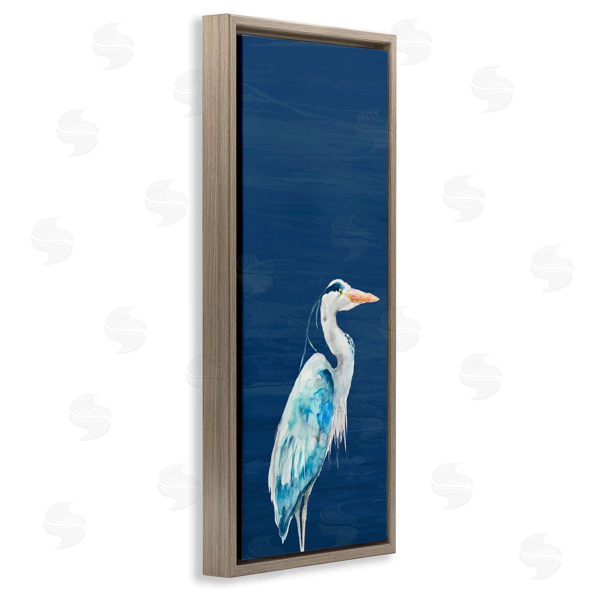 Patti Mann Egret Sea Bird Standing Deep Blue Ocean Background
