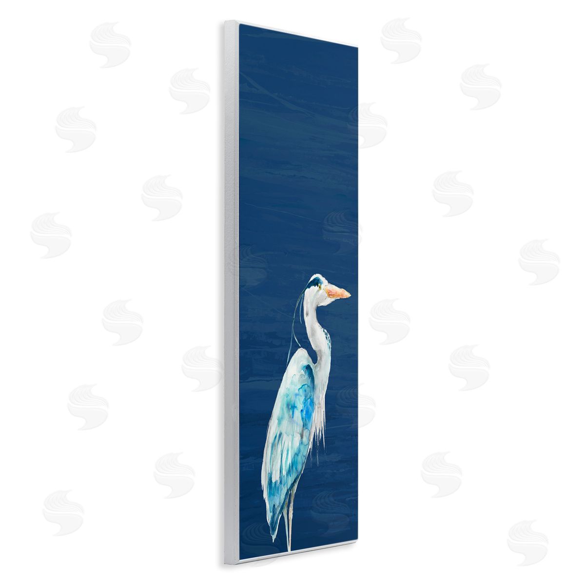 Patti Mann Egret Sea Bird Standing Deep Blue Ocean Background