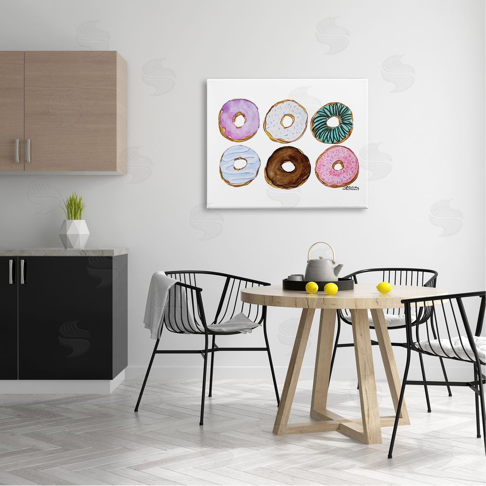 Anna Whitham Various Trendy Frosted Sprinkled Donuts Pastries Dessert Canvas Wall Art Print in Room