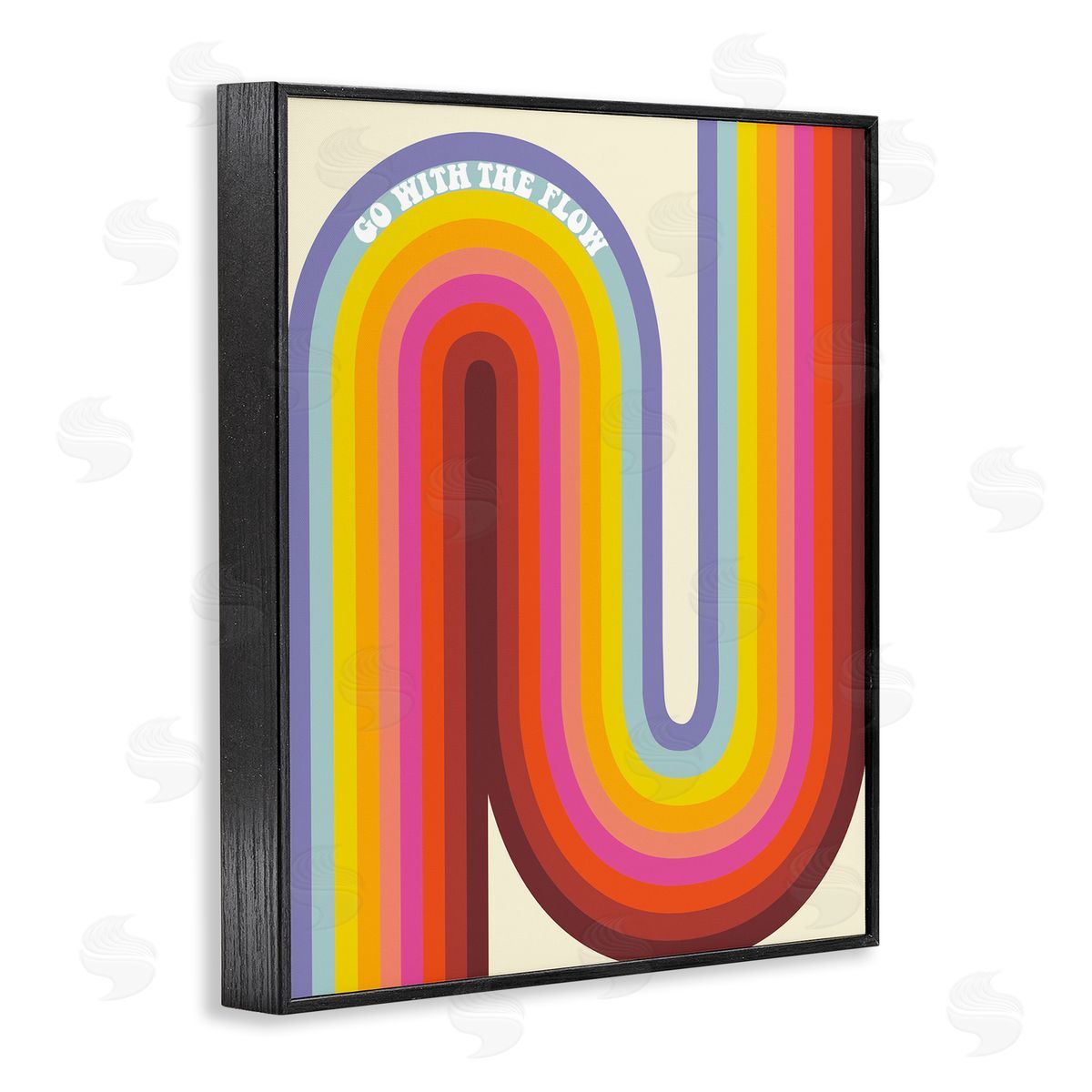 Arrolynn Weiderhold Go With The Flow Fluid Rainbow Stripes Pattern Black Framed Giclee Wall Art Print