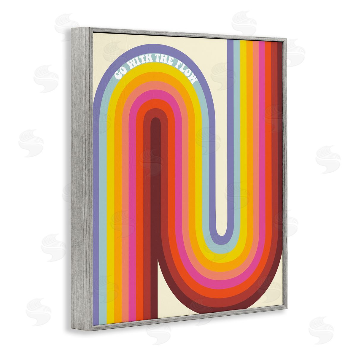 Arrolynn Weiderhold Go With The Flow Fluid Rainbow Stripes Pattern Gray Framed Giclee Wall Art Print