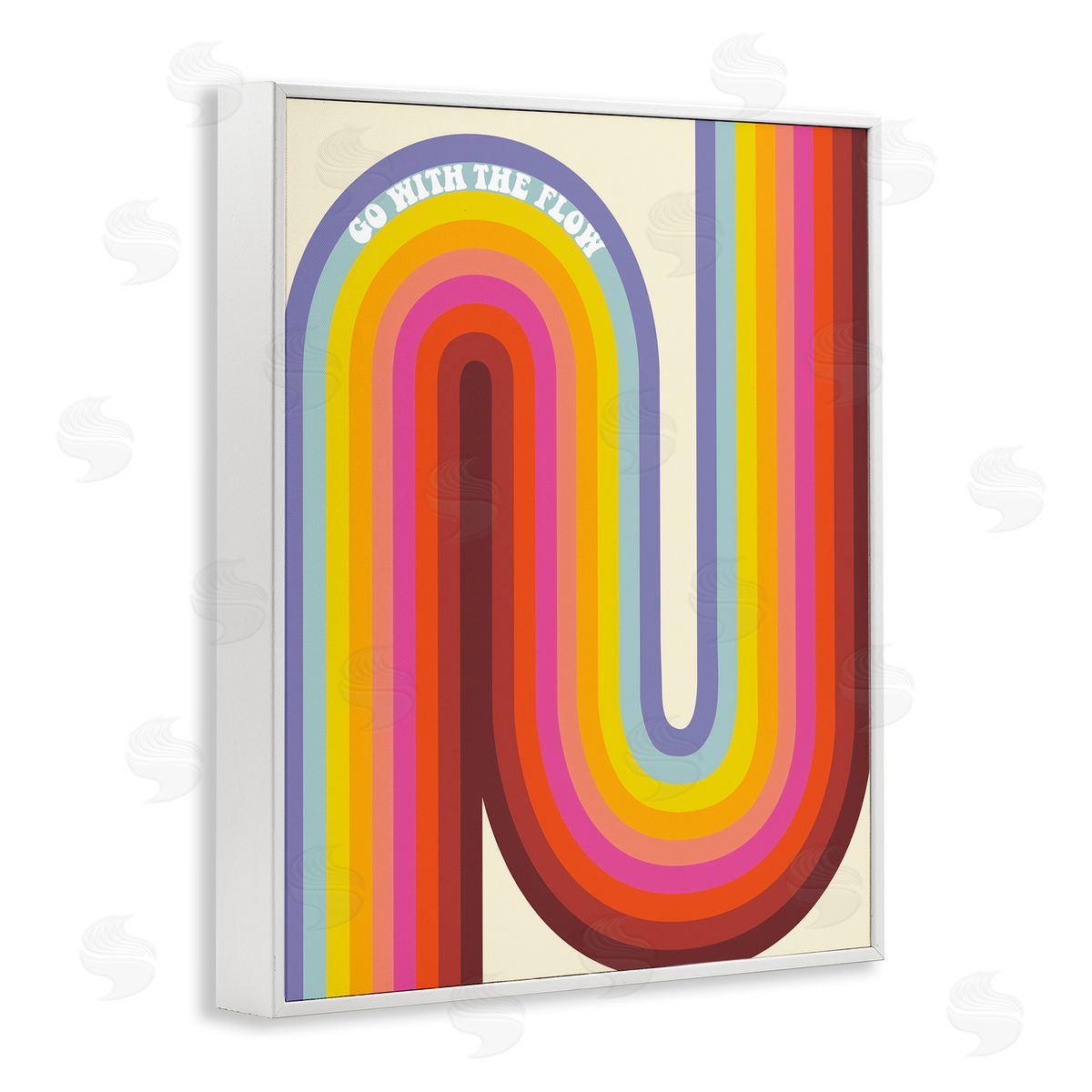 Arrolynn Weiderhold Go With The Flow Fluid Rainbow Stripes Pattern White Framed Giclee Wall Art Print