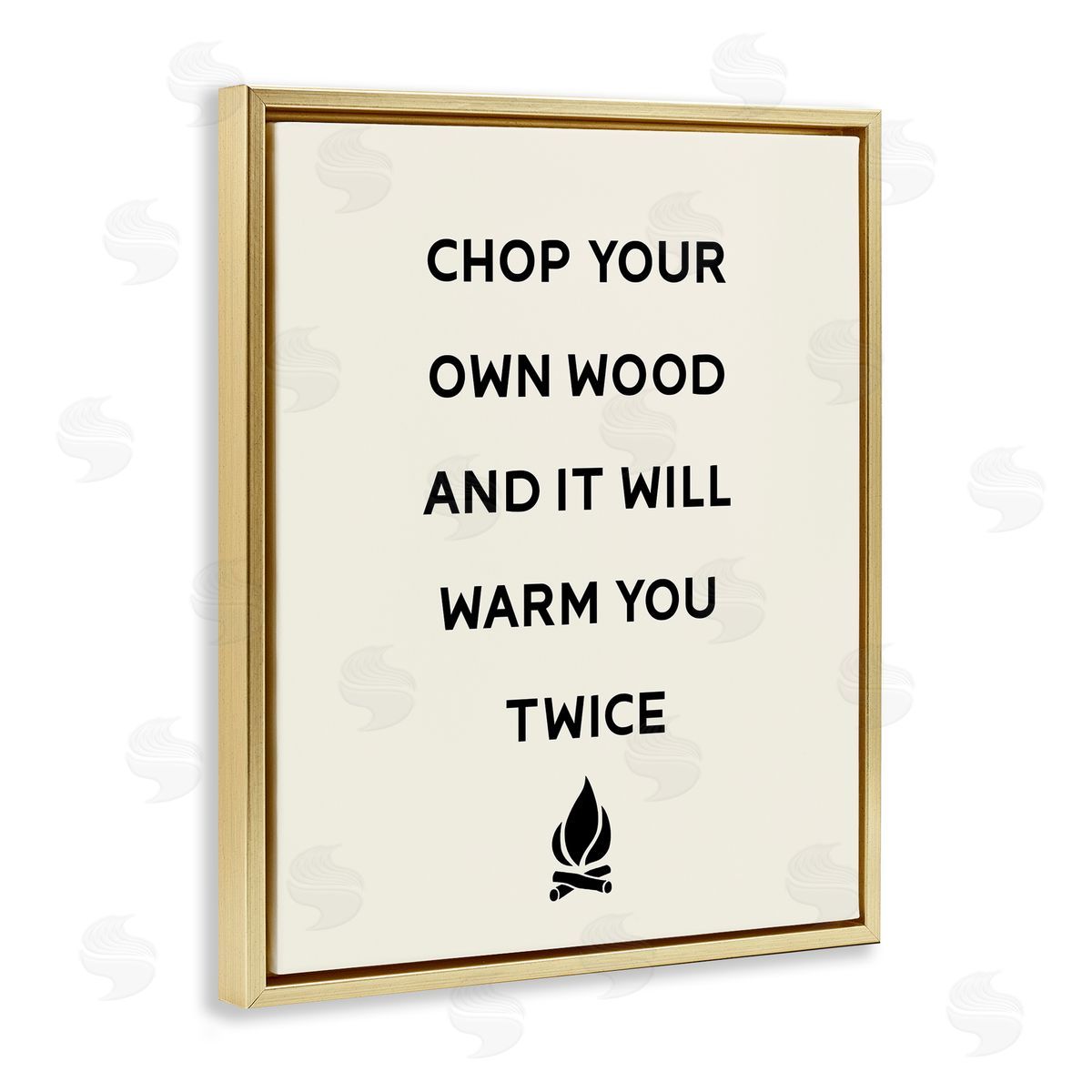 Stupell Studio Chop Your Own Wood Motivational Phrase Camping Lodge  Gold Floating Frame Canvas Wall Art Print