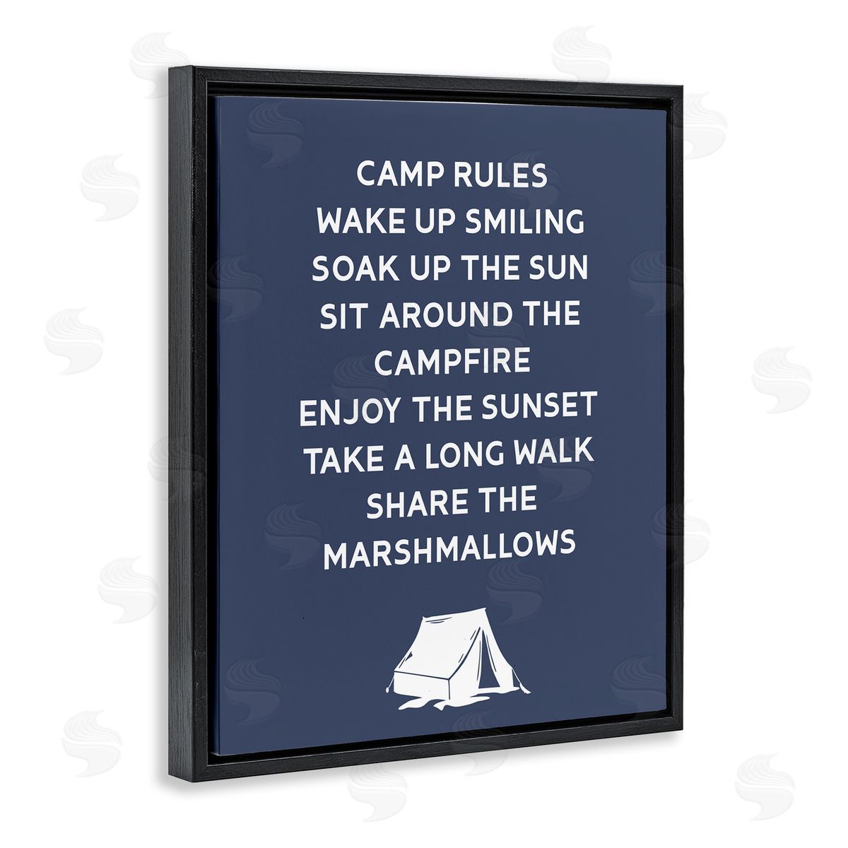 Stupell Studio Camp Rules Text Sign Enjoy Camping Tent  Black Floating Frame Canvas Wall Art Print
