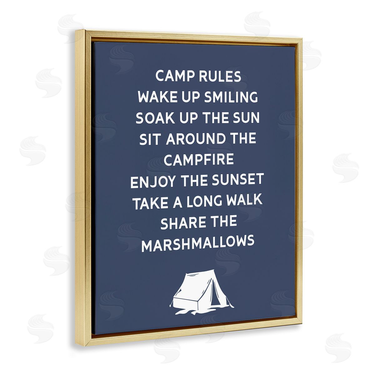 Stupell Studio Camp Rules Text Sign Enjoy Camping Tent  Gold Floating Frame Canvas Wall Art Print