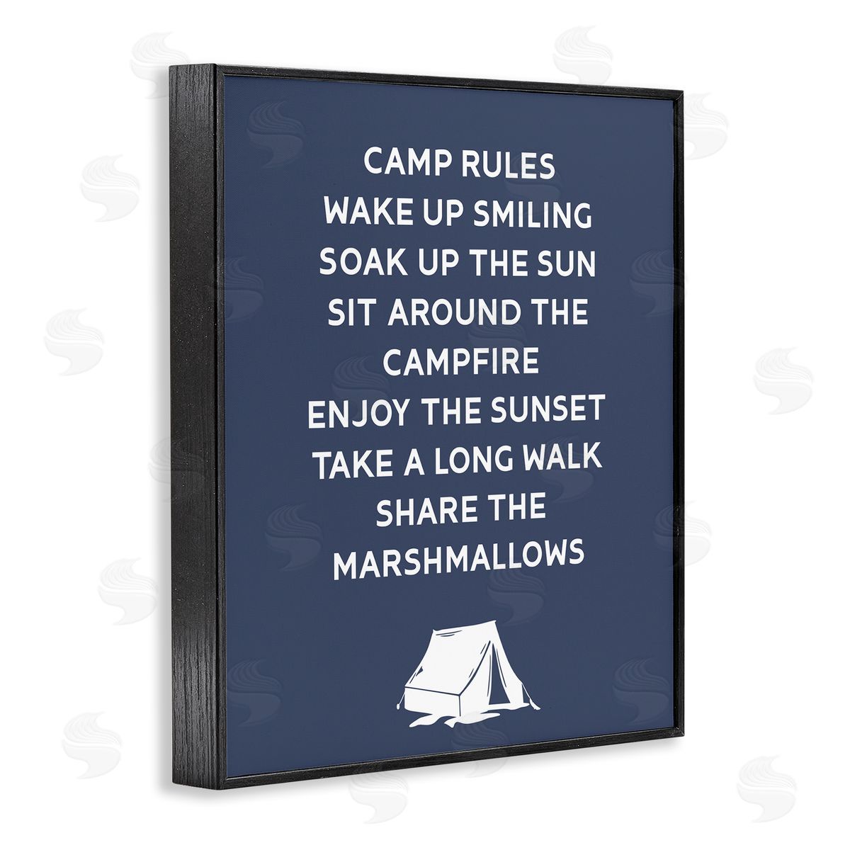 Stupell Studio Camp Rules Text Sign Enjoy Camping Tent  Black Framed Giclee Wall Art Print
