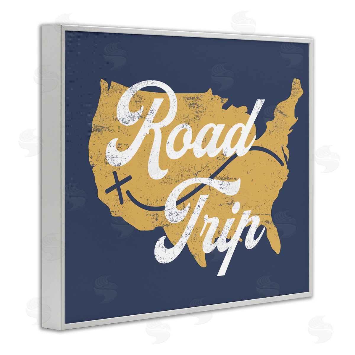 Stupell Studio Road Trip Vintage Text Traveling Country Map  White Framed Giclee Wall Art Print