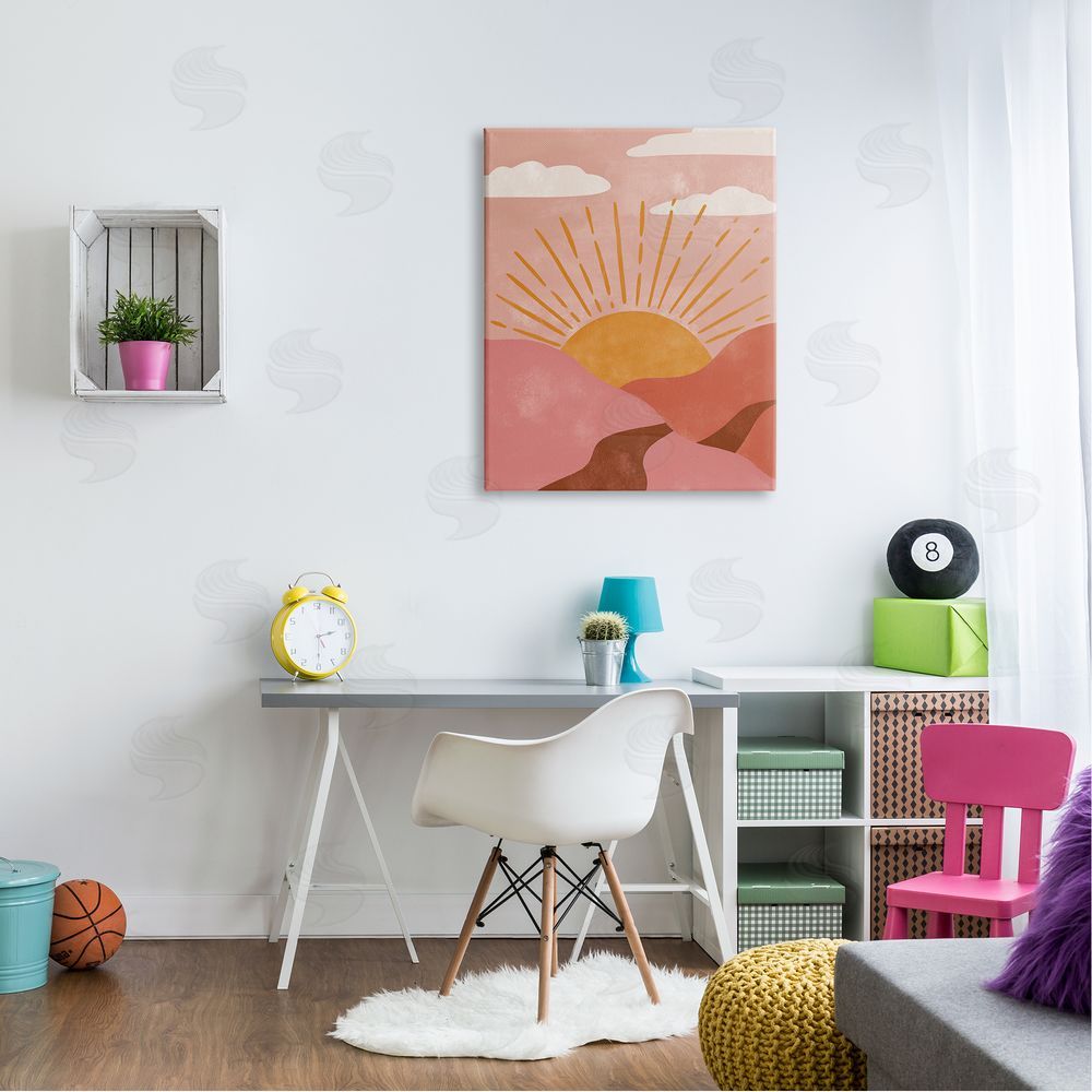 Deborah Curiel Boho Desert Sun Setting Beneath Mountain Path Canvas Wall Art Print in Room