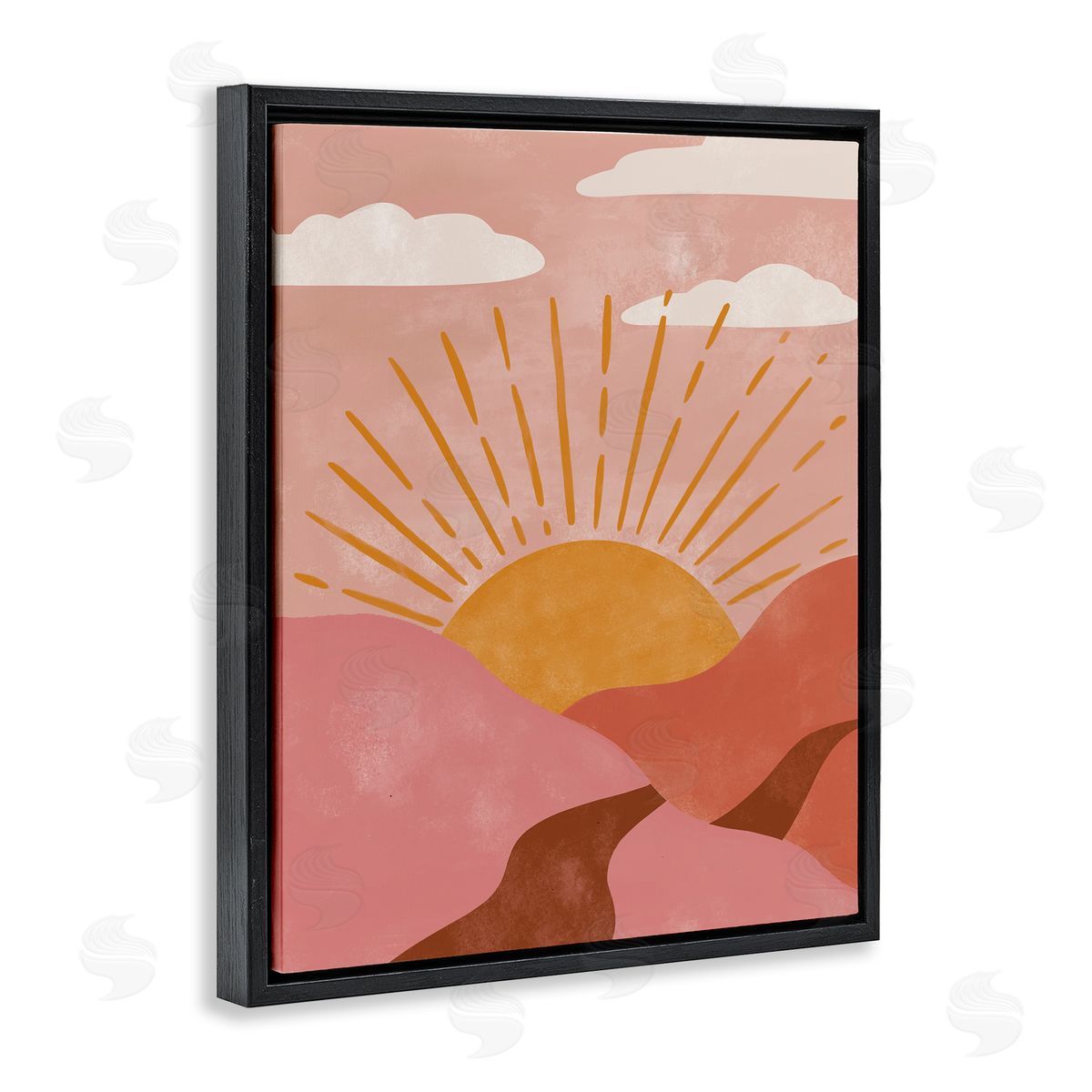 Deborah Curiel Boho Desert Sun Setting Beneath Mountain Path Black Floating Frame Canvas Wall Art Print