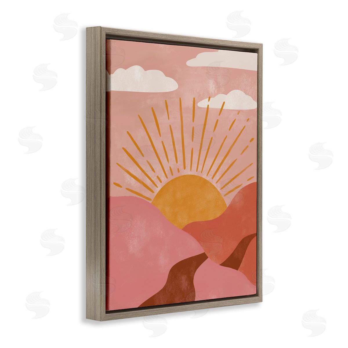 Deborah Curiel Boho Desert Sun Setting Beneath Mountain Path Brown Floating Frame Canvas Wall Art Print