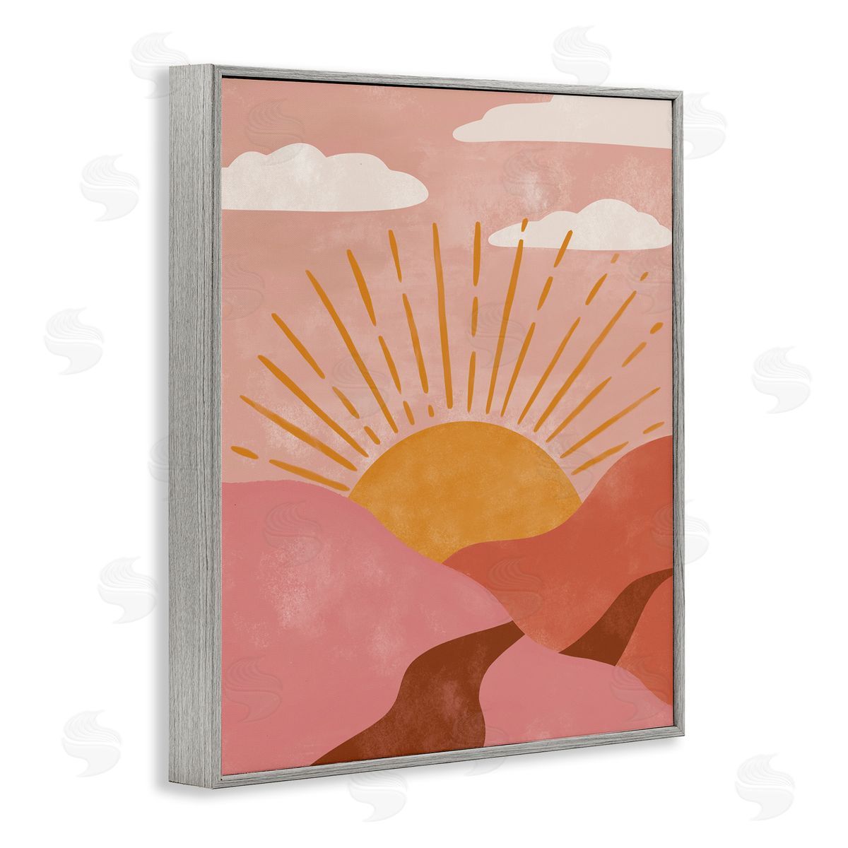 Deborah Curiel Boho Desert Sun Setting Beneath Mountain Path Gray Framed Giclee Wall Art Print