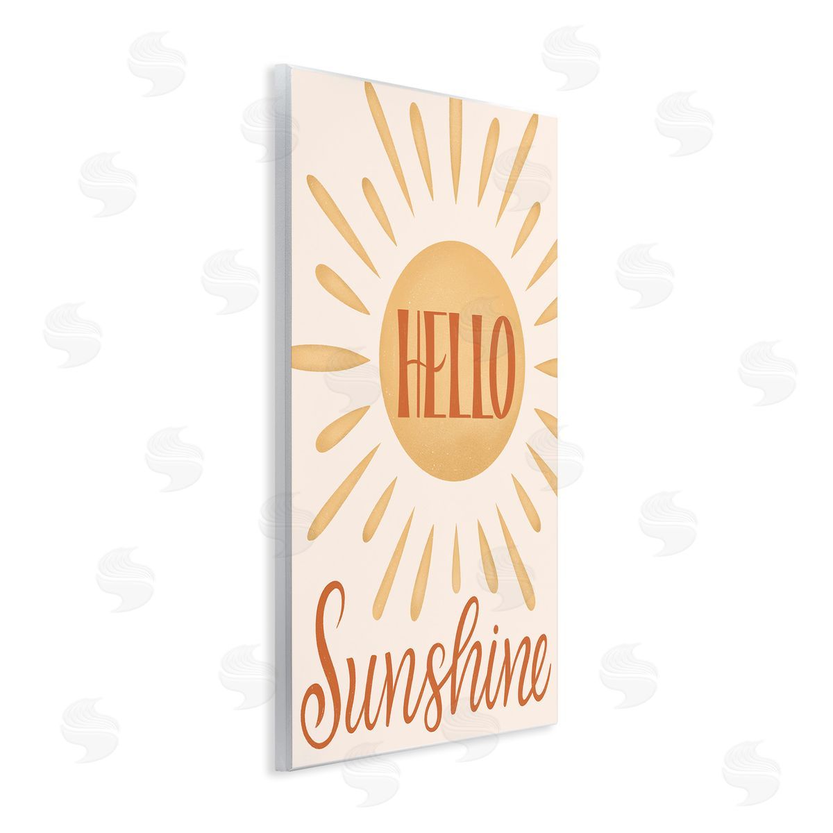 Jalynn Heerdt Hello Sunshine Bold Calligraphy Sun Rays Shining Wall Plaque Art Print