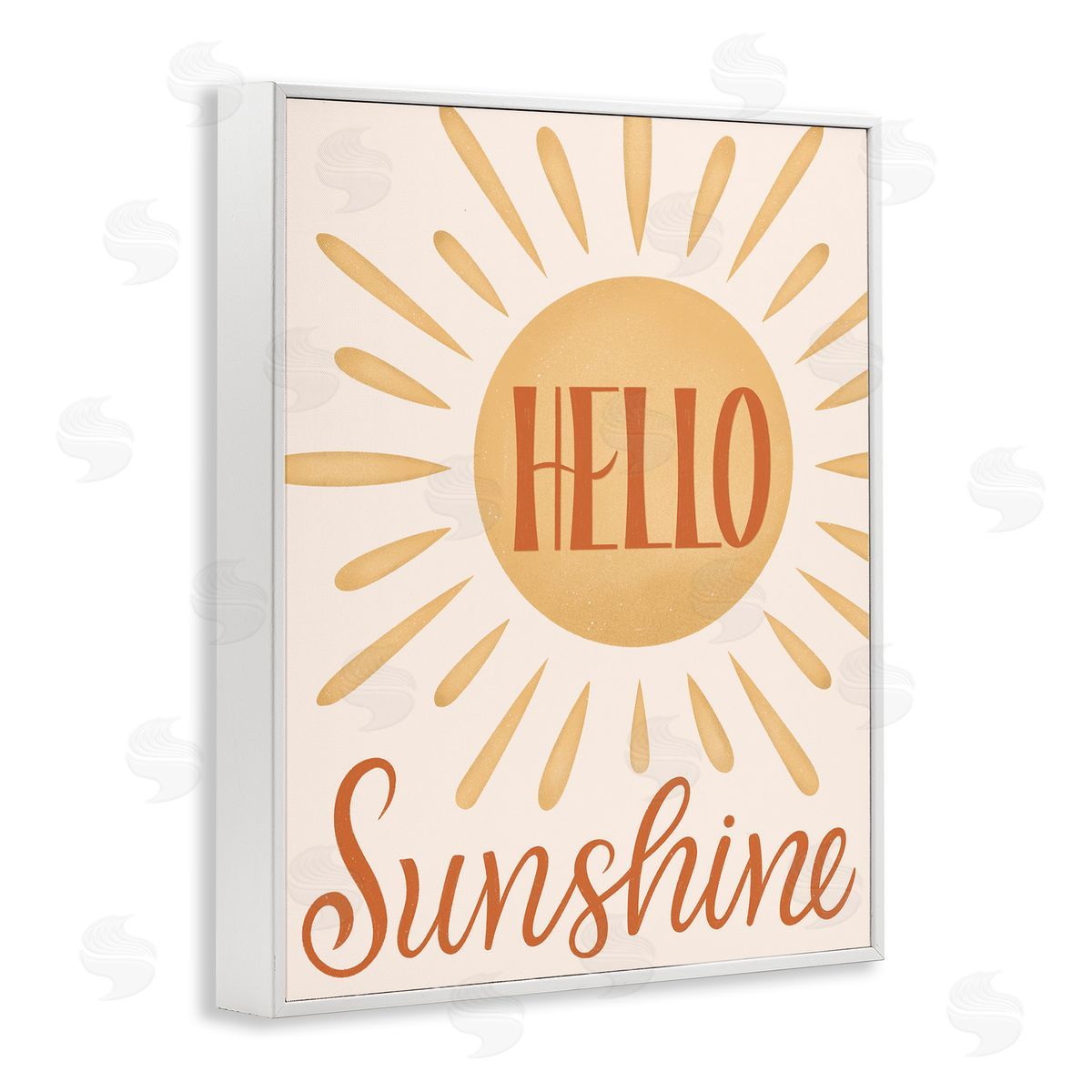 Jalynn Heerdt Hello Sunshine Bold Calligraphy Sun Rays Shining White Framed Giclee Wall Art Print