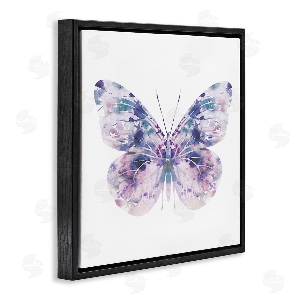 Delicate Purple Butterfly Wings Black Floating Frame Canvas Wall Art, Home Decor by Leah Straatsma