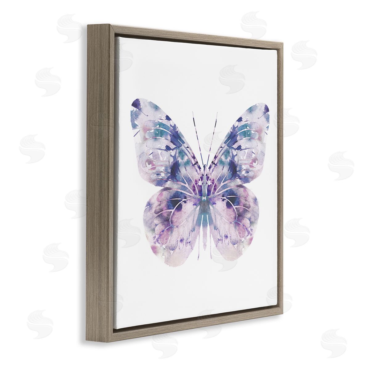 Delicate Purple Butterfly Wings Brown Floating Frame Canvas Wall Art, Home Decor by Leah Straatsma