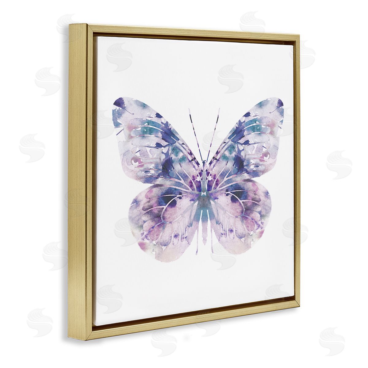 Delicate Purple Butterfly Wings Gold Floating Frame Canvas Wall Art, Home Decor by Leah Straatsma