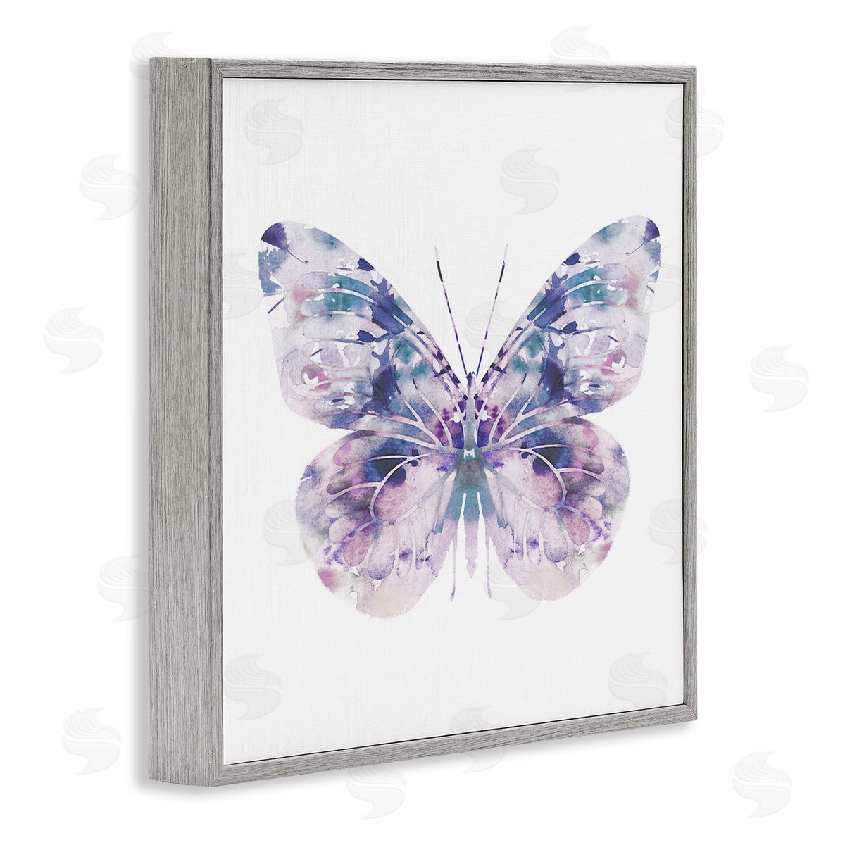Delicate Purple Butterfly Wings Grey Frame Print Wall Art, Home Decor by Leah Straatsma