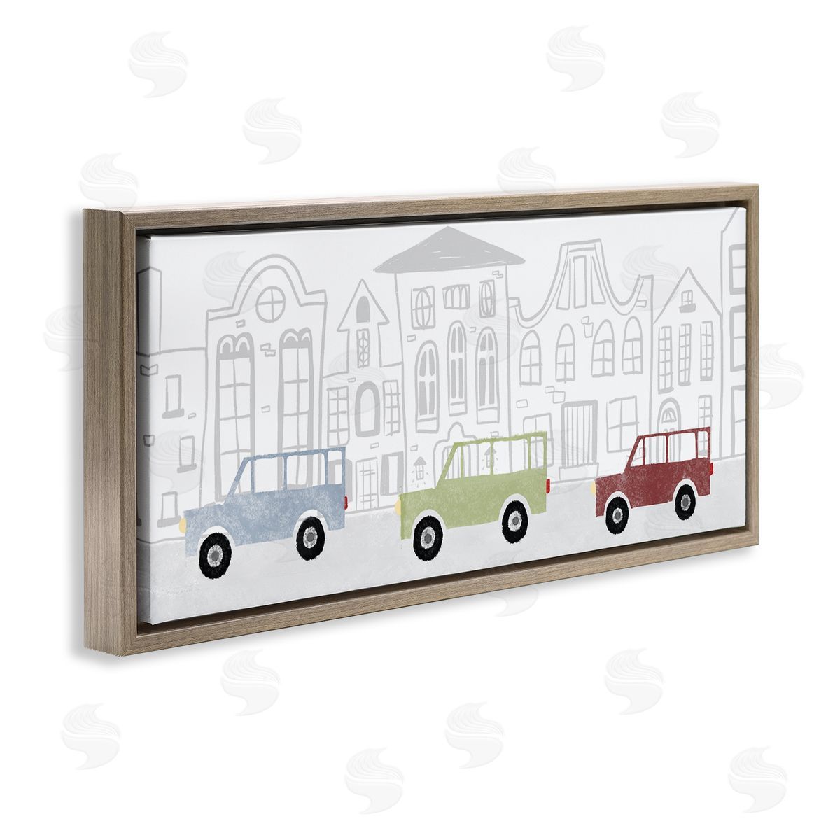 Stupell Studio Quaint City Neighborhood Cars Driving Along Road Illustration