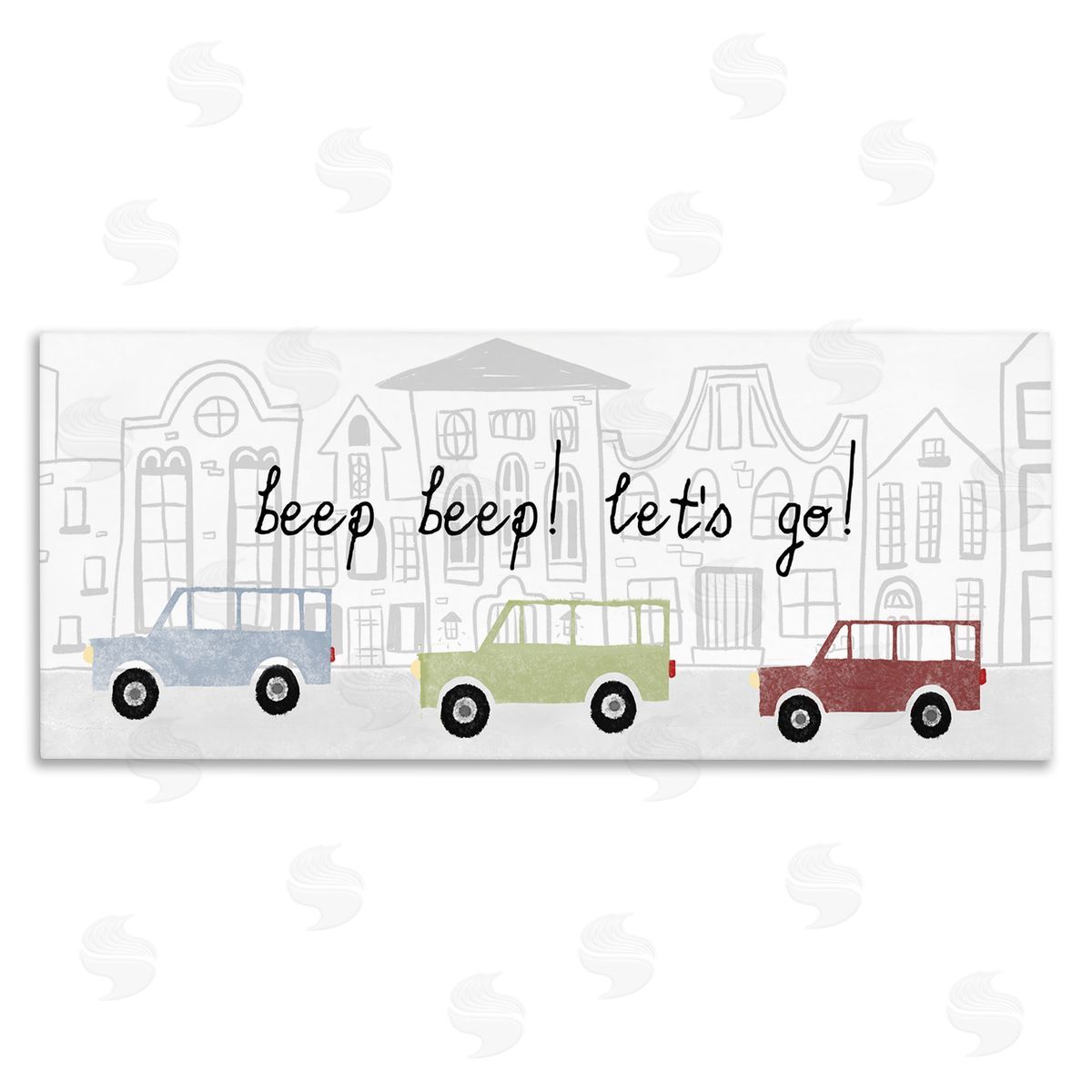 Stupell Studio Beep Let's Go Stylish City Cars Driving Urban Streets