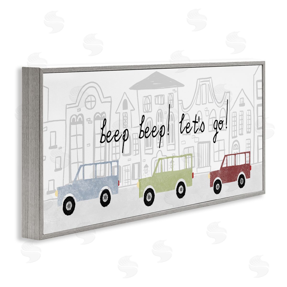 Stupell Studio Beep Let's Go Stylish City Cars Driving Urban Streets