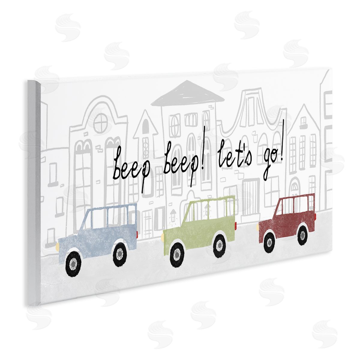 Stupell Studio Beep Let's Go Stylish City Cars Driving Urban Streets