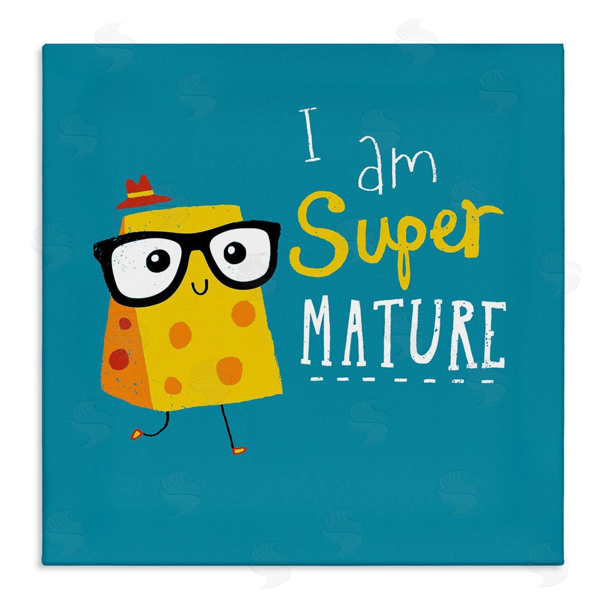 Michael Buxton Super Mature Swiss Cheese Humor Phrase Typography Stretched Canvas Wall Art Print