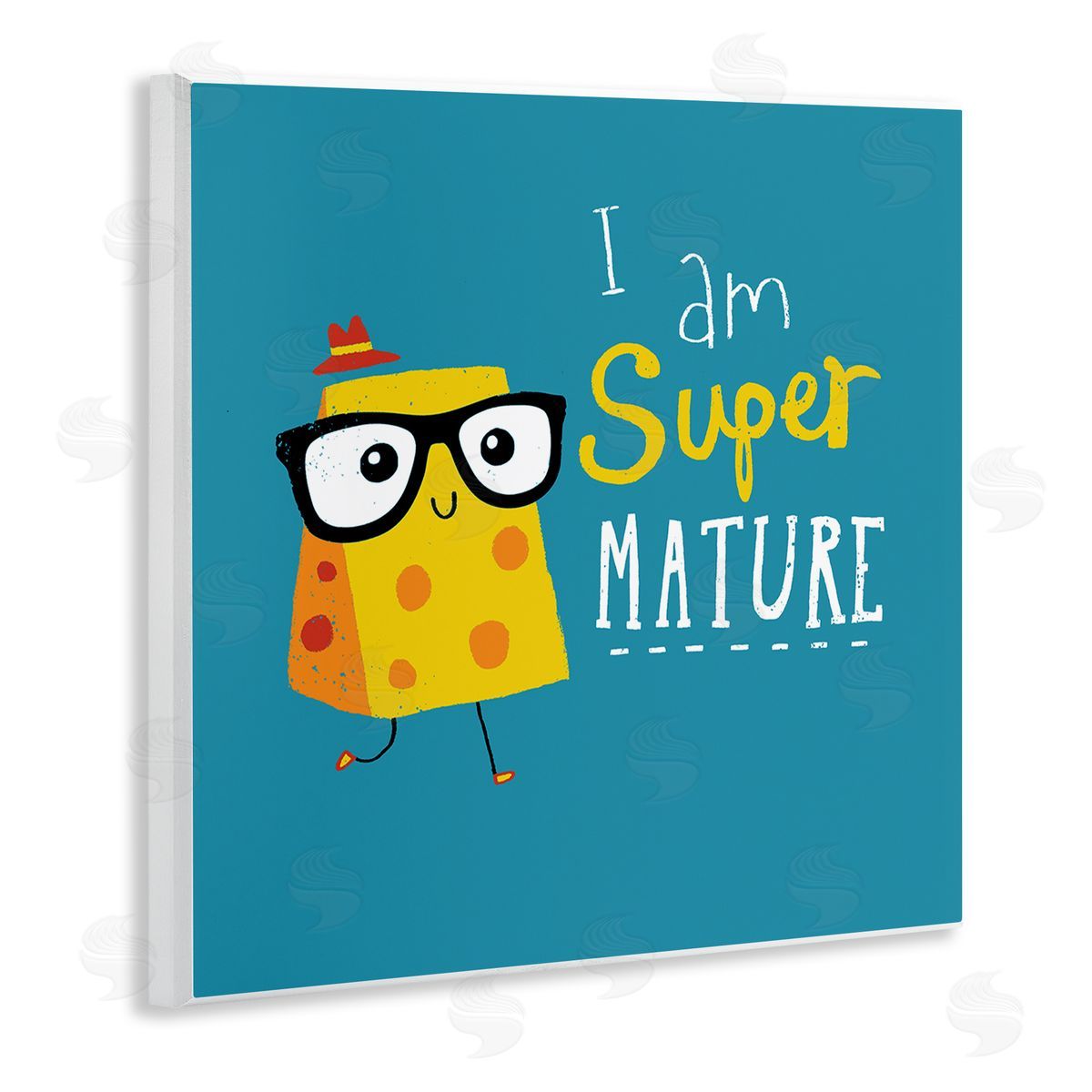 Michael Buxton Super Mature Swiss Cheese Humor Phrase Typography Wooden Wall Plaque Art Print