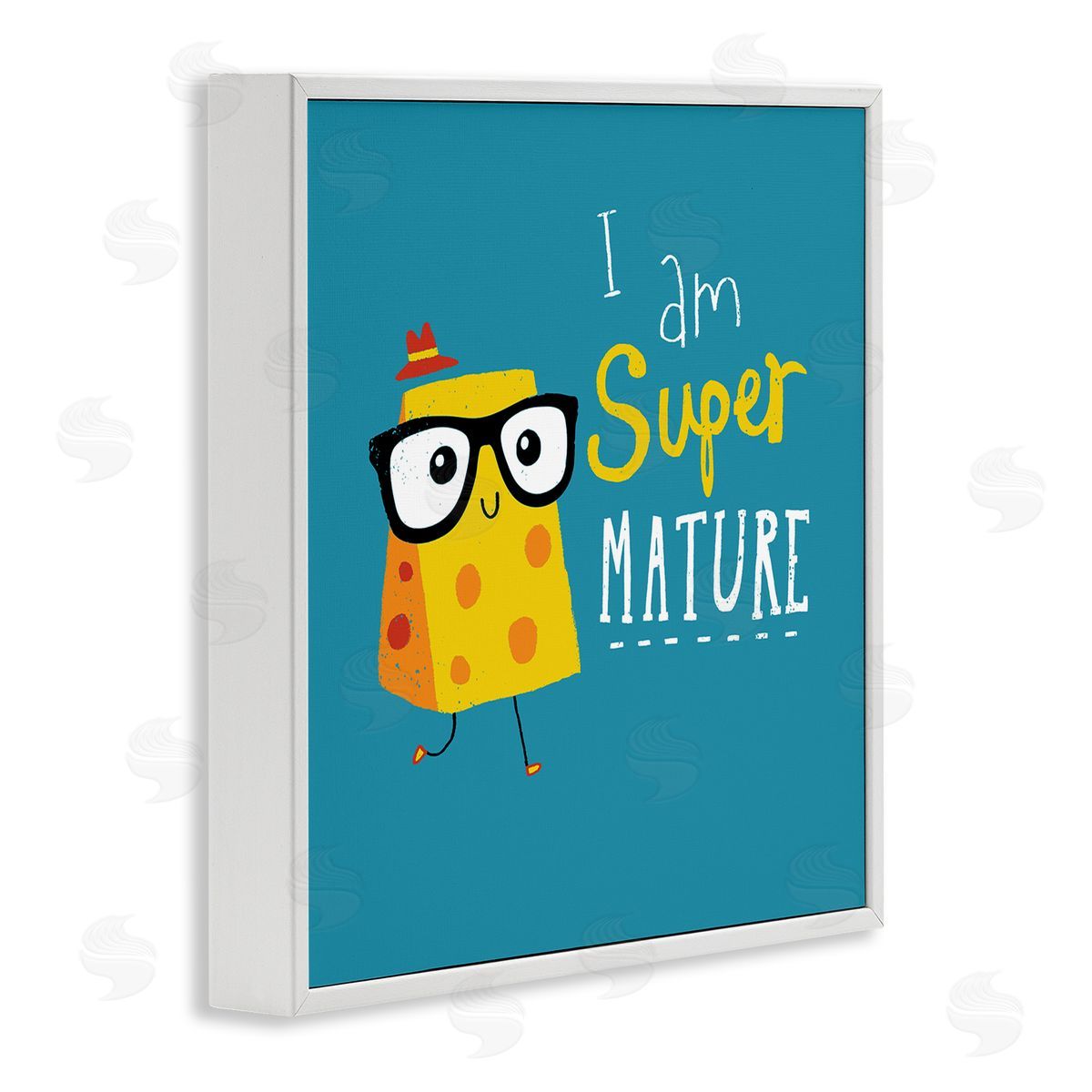 Michael Buxton Super Mature Swiss Cheese Humor Phrase Typography White Framed Glicee Wall Art Print