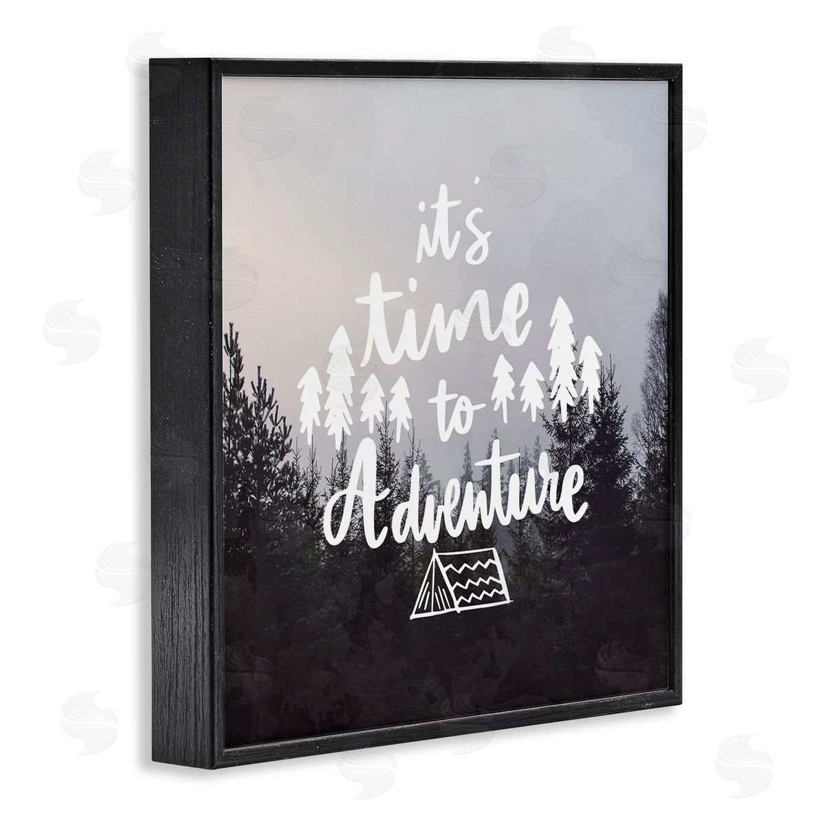 Anne Bailey Time To Adventure Woodlands Camping Tent Calligraphy Accent Black Framed Glicee Wall Art Print