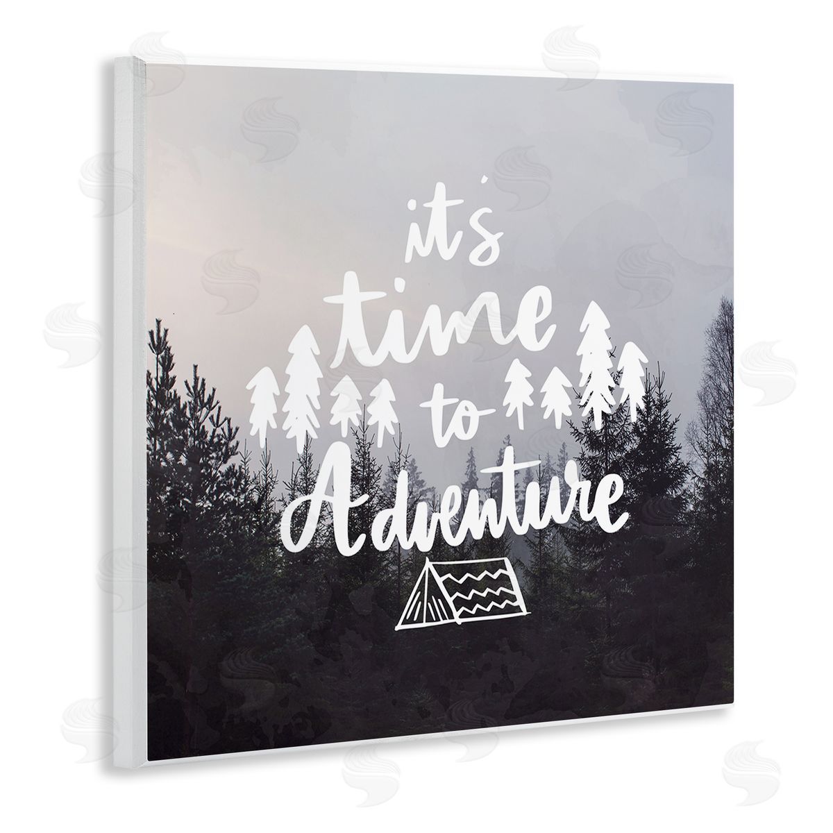 Anne Bailey Time To Adventure Woodlands Camping Tent Calligraphy Accent Wooden Wall Plaque Art Print