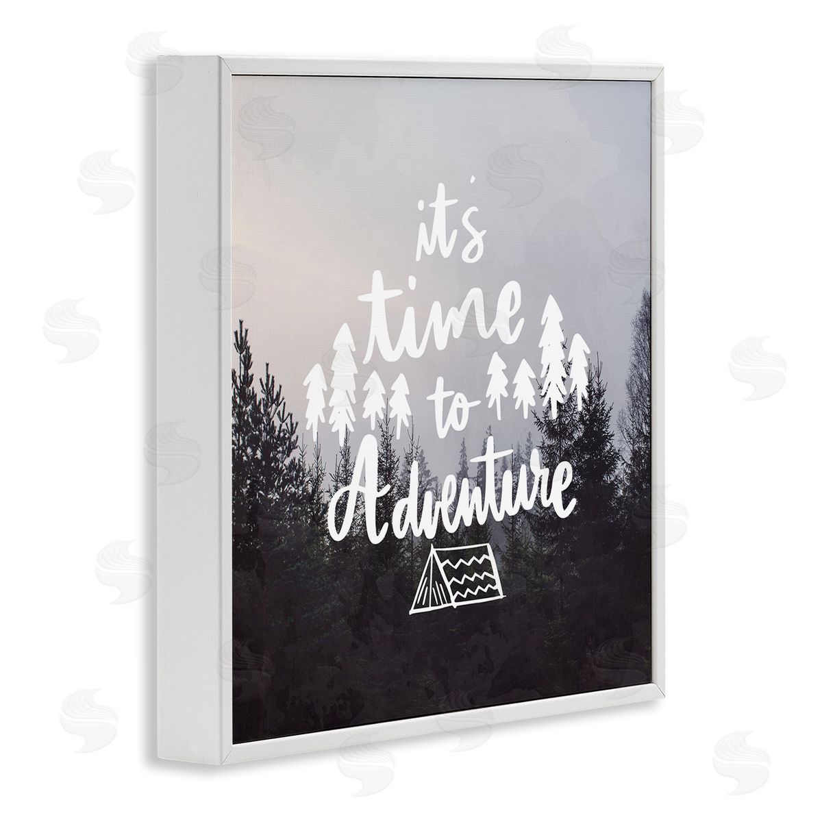Anne Bailey Time To Adventure Woodlands Camping Tent Calligraphy Accent White Framed Glicee Wall Art Print