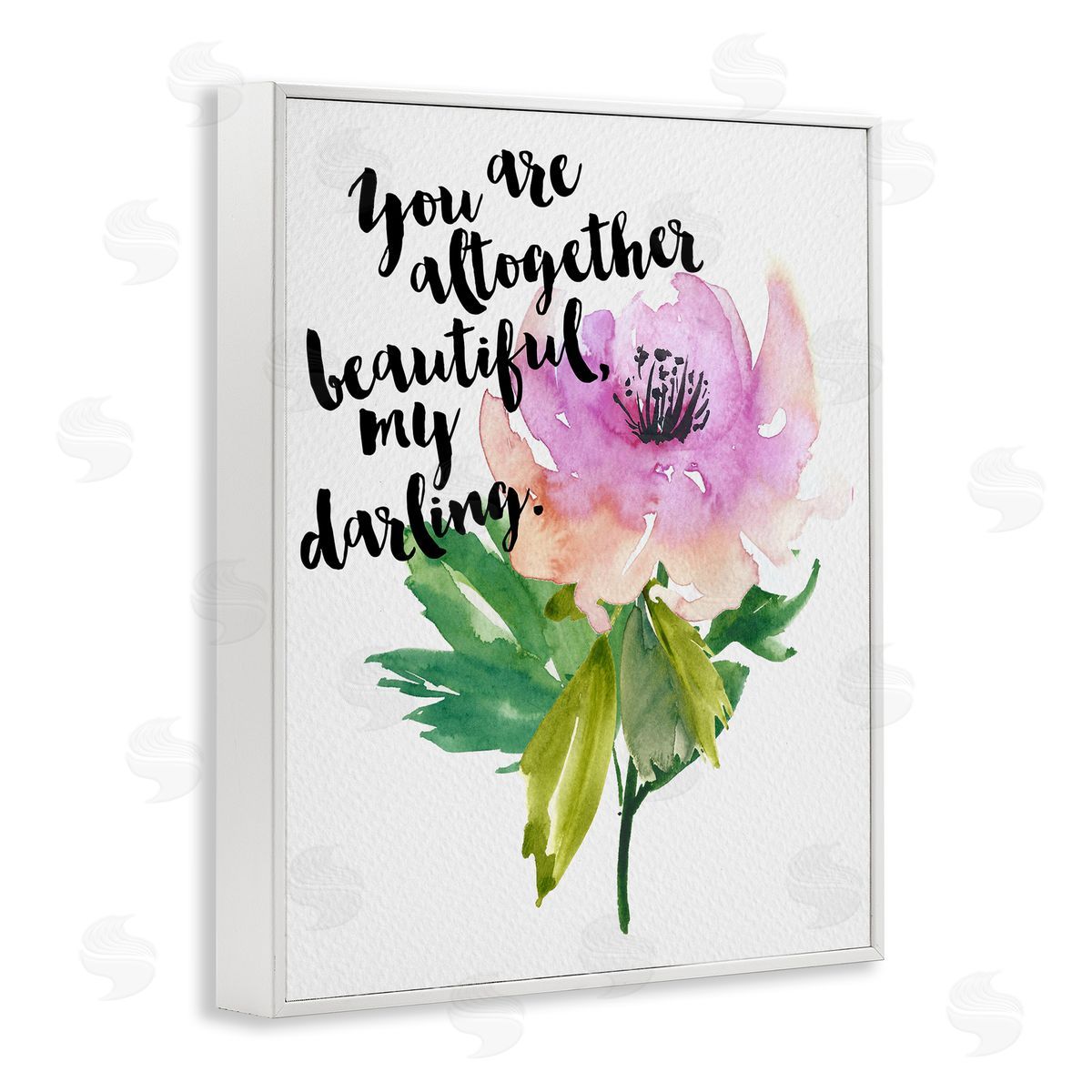 Amy Brinkman You Are Beautiful Calligraphy Quote Floral Watercolor Effect  White Framed Giclee Wall Art Print