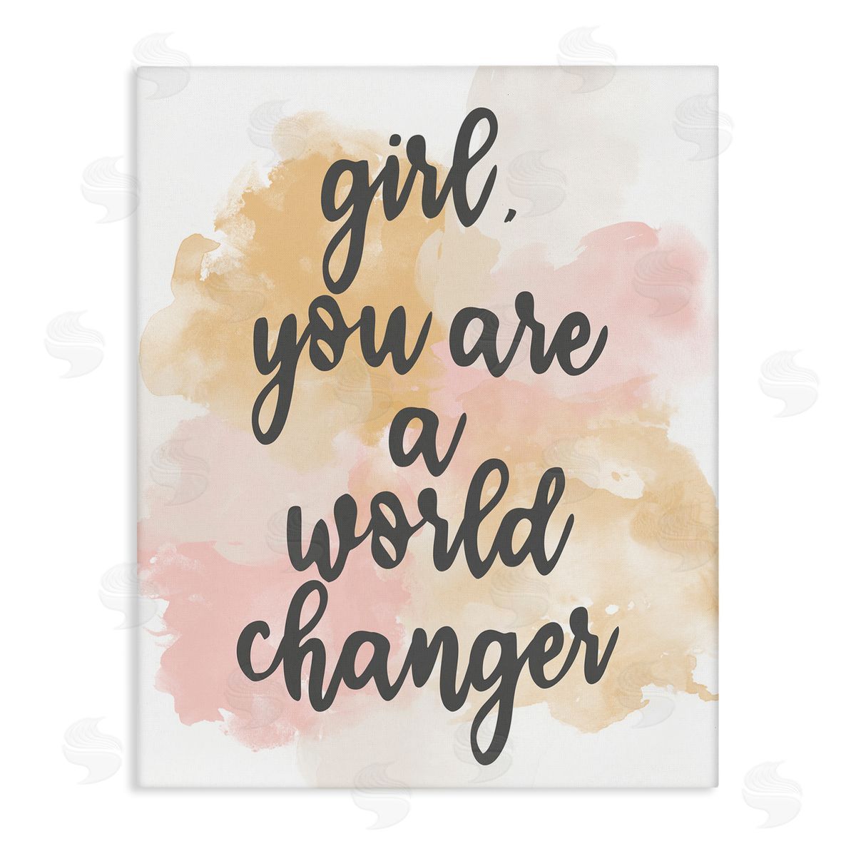 Kim Allen World Changer Girl Empowering Pastel Calligraphy Phrase  Stretched Canvas Wall Art Print
