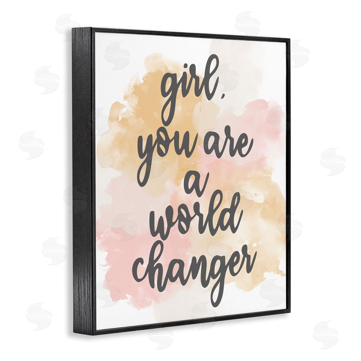 Kim Allen World Changer Girl Empowering Pastel Calligraphy Phrase  Black Framed Giclee Wall Art Print