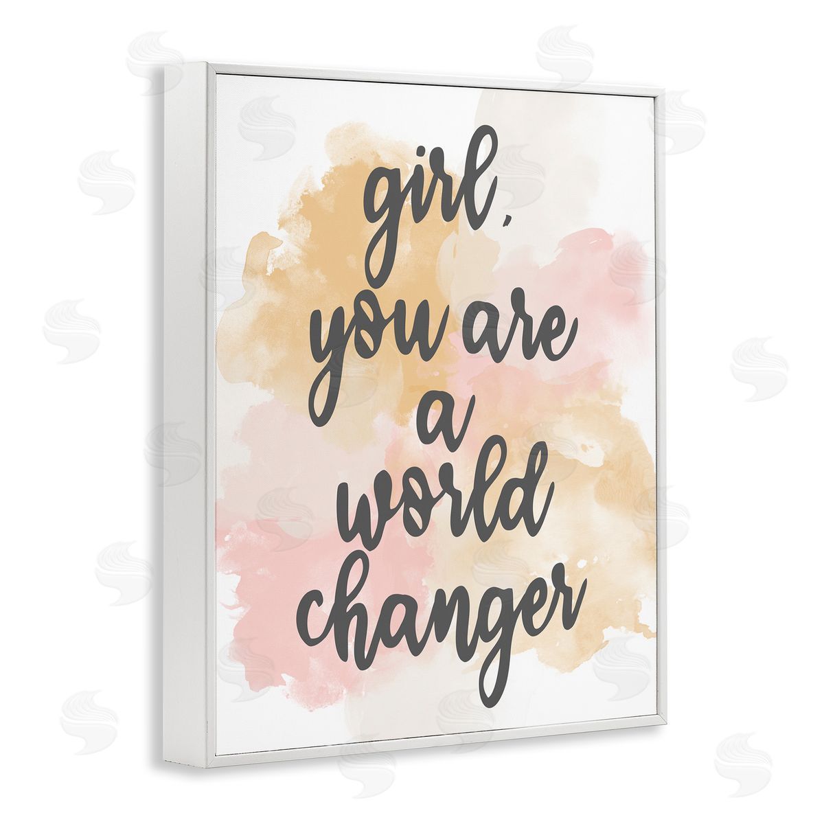 Kim Allen World Changer Girl Empowering Pastel Calligraphy Phrase  White Framed Giclee Wall Art Print