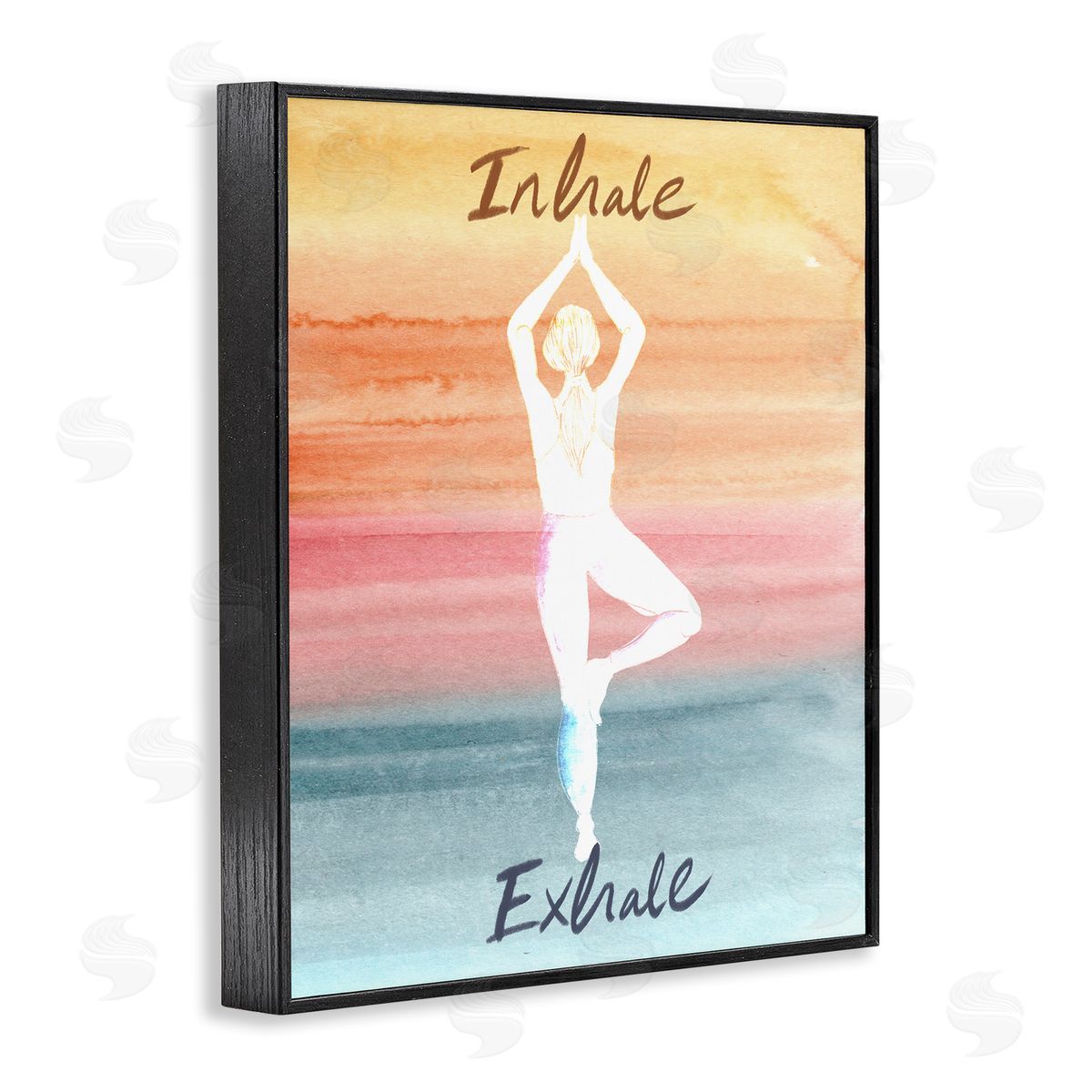 Kate Eldridge Inhale Exhale Soothing Yoga Pose Watercolor Effect  Black Framed Giclee Wall Art Print