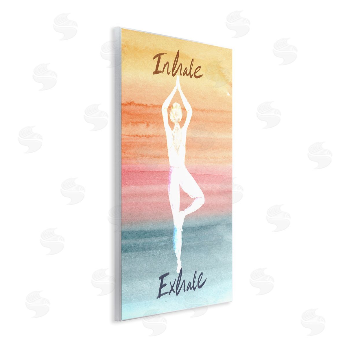 Kate Eldridge Inhale Exhale Soothing Yoga Pose Watercolor Effect  Wall Plaque Art Print