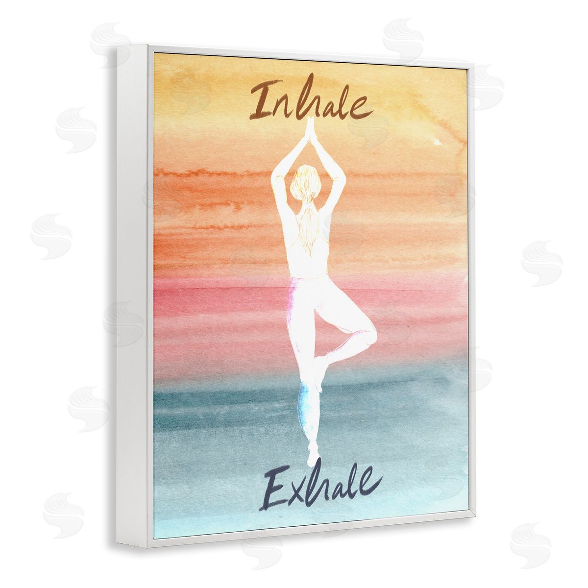 Kate Eldridge Inhale Exhale Soothing Yoga Pose Watercolor Effect  White Framed Giclee Wall Art Print