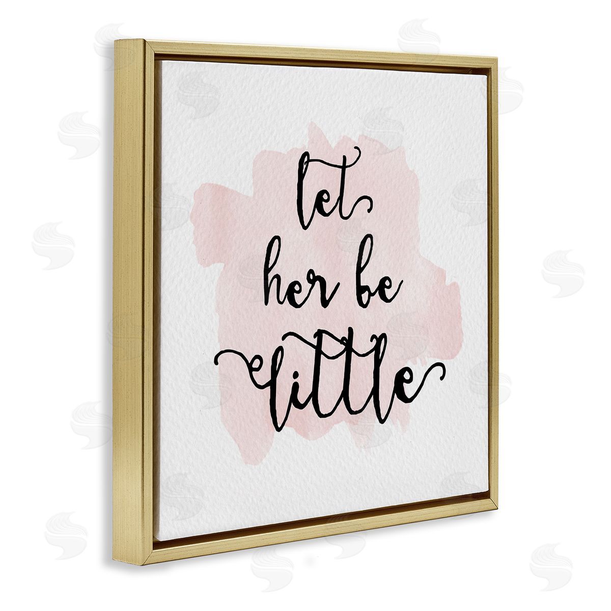 Amy Brinkman Let Her Be Little Nursery Baby Calligraphy Gold Floating Frame Canvas Wall Art Print