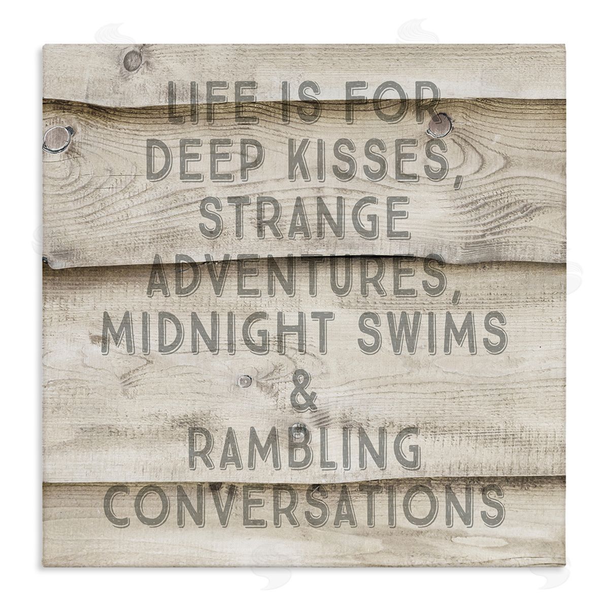 Amy Brinkman Romantic Motivational Typography Phrase Rustic Grain Design  Stretched Canvas Wall Art Print